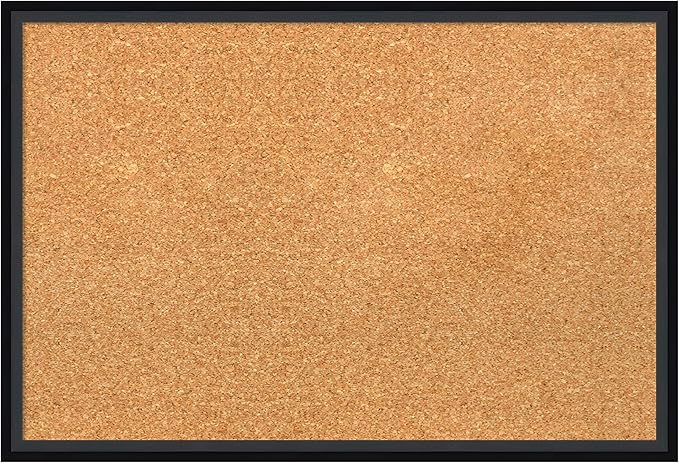 Amanti Art Natural Cork Board for Wall, 17x25 Vision Board with Black Wood Frame, Medium Corkboard Office Decor for Home Organization, Modern Contemporary Corkboard Pinboard to display items for home-DeskLoop Office