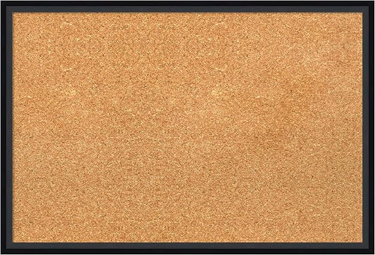 Amanti Art Natural Cork Board for Wall, 17x25 Vision Board with Black Wood Frame, Medium Corkboard Office Decor for Home Organization, Modern Contemporary Corkboard Pinboard to display items for home-DeskLoop Office