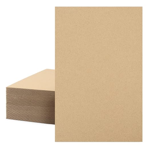 Mat Board Center, 50 Corrugated Cardboard Sheets 11x17 Inches Flat Card Board by MatBoardCenter