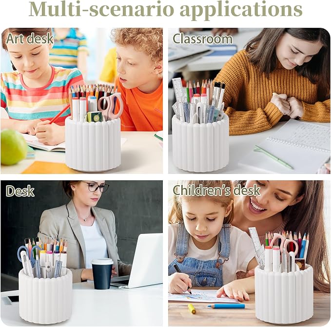 Anyoifax 360° Rotating Pen Holder 7 Slots Desk Organizer Removable Pencil Cup - Image 6