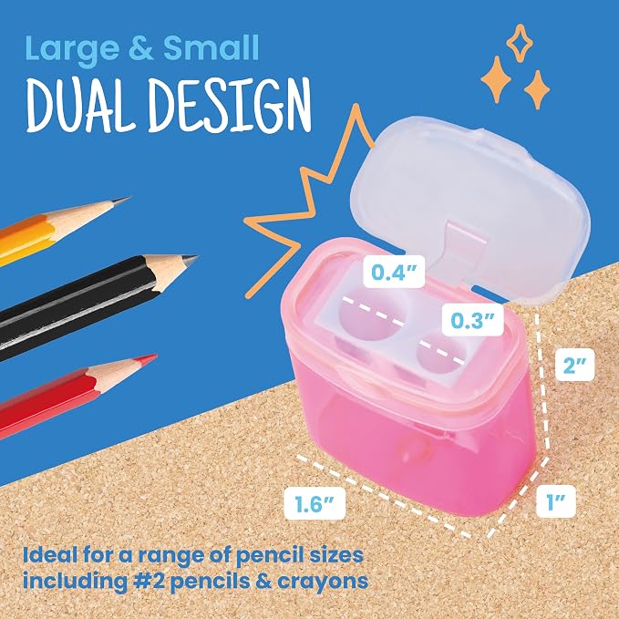 Craftzilla 50 Pack Bulk Pencil Sharpeners, Dual-Hole Manual Sharpener - Image 2