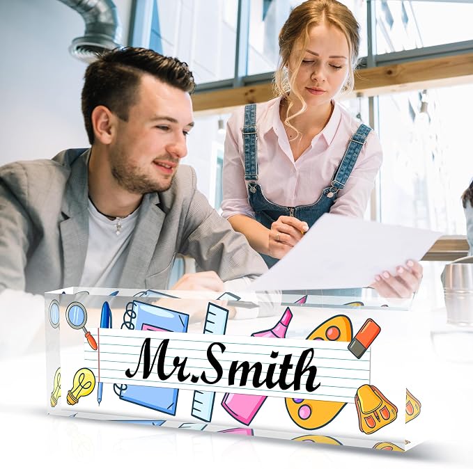 Teacher Name Plate for Desk, Acrylic Desk Name Plate Personalized Office Desk - Image 2