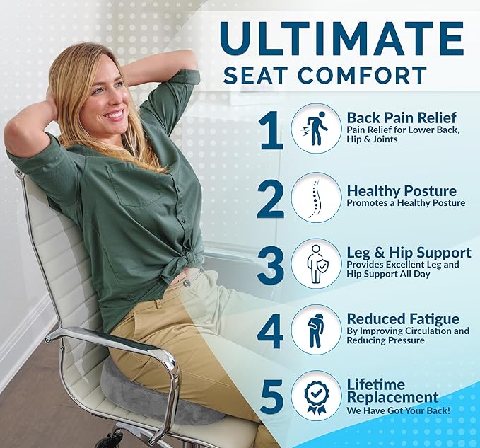 ComfiLife Gel Enhanced Seat Cushion – Office Chair Cushion – Non-Slip Gel & Memory Foam Coccyx Cushion for Tailbone Pain - Desk Chair Car Seat Cushions Driving - Sciatica & Back Pain Relief (Gray)-DeskLoop Office