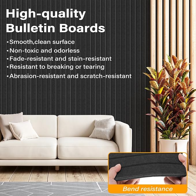 Large Felt Bulletin Board，36" x 24" 6 Pack Cork Board Alternative - Image 5