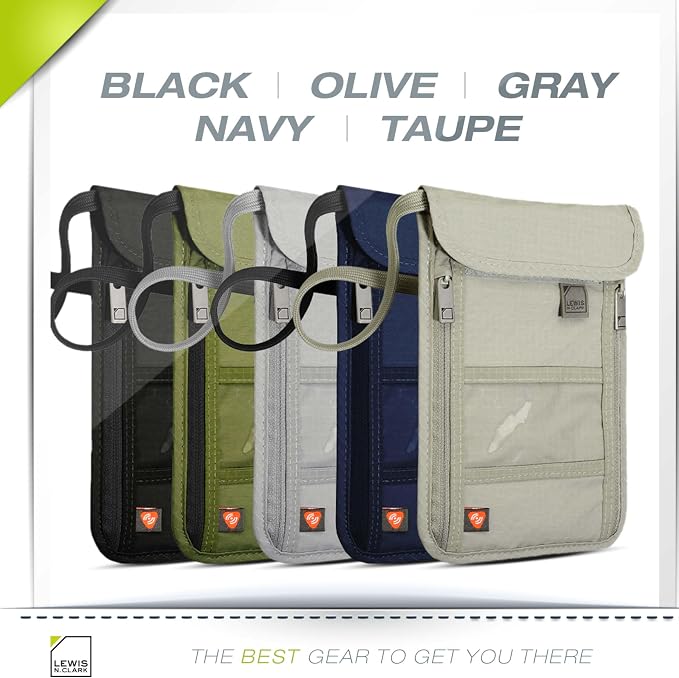 Lewis N. Clark RFID Blocking Stash Neck Wallet, Travel Pouch + Passport Holder - Image 7