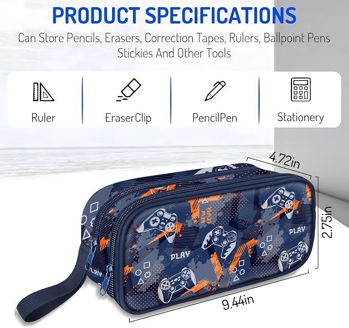 Fitvc Large Pencil Case for Boys, Gamer Boys Pencil Pouch for Kids Teens School - Image 5