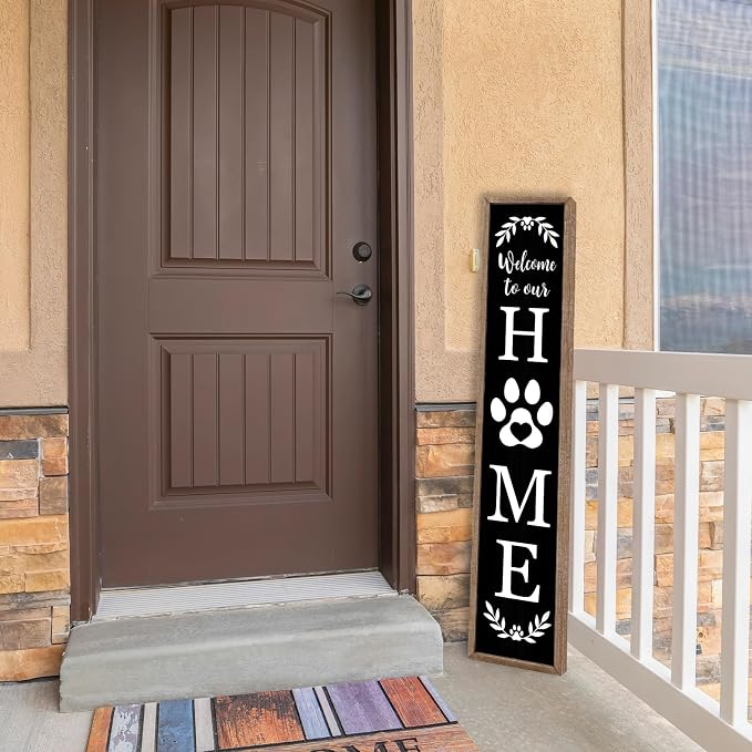 LuZhiQiang Front Porch for Welcome To Our Home Standing Sign 45"X9" Vertical - Image 5