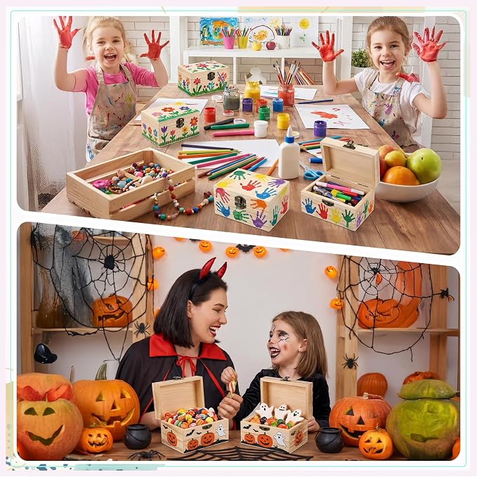 CroBlissful 24 Set 48 Pcs Unfinished Wooden Box - Image 6