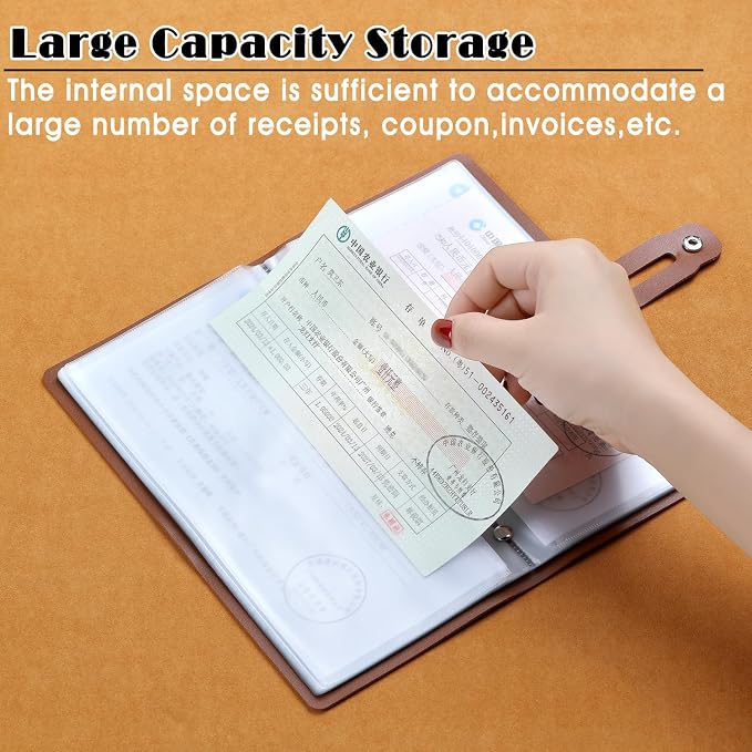 Leather Receipt Organizer, Portable Receipt Holder - Image 7