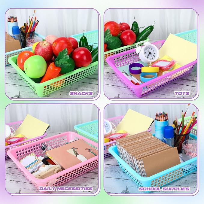 Zhehao 14 x 10 x 3 Inch 16 Pack Paper Organizer Basket Small Plastic Storage - Image 6