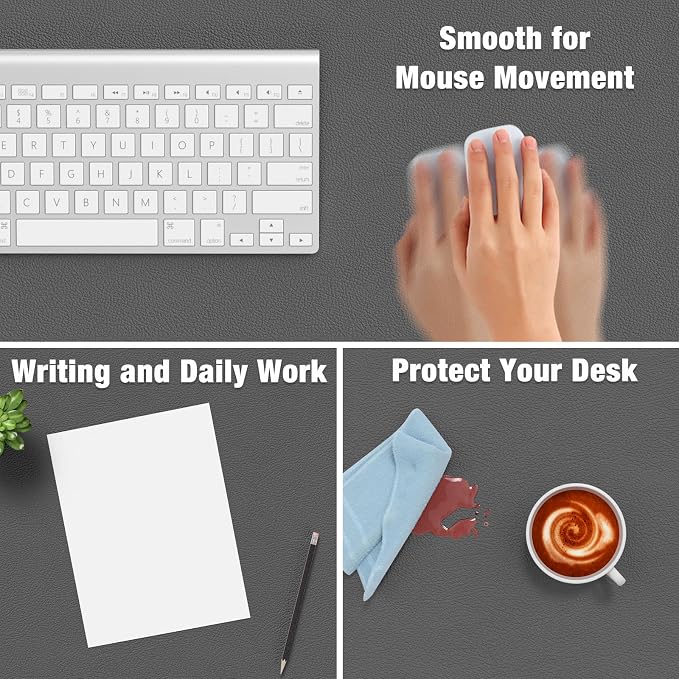 Hsurbtra Desk Pad, 23.6" x 13.8" PU Leather Desk Mat, M Extended Mouse Pad - Image 4