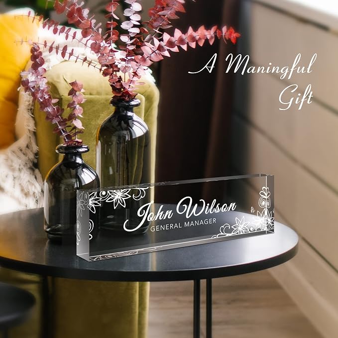 Personalized Desk Name Plate, Custom Acrylic Glass Name Plates - Image 5