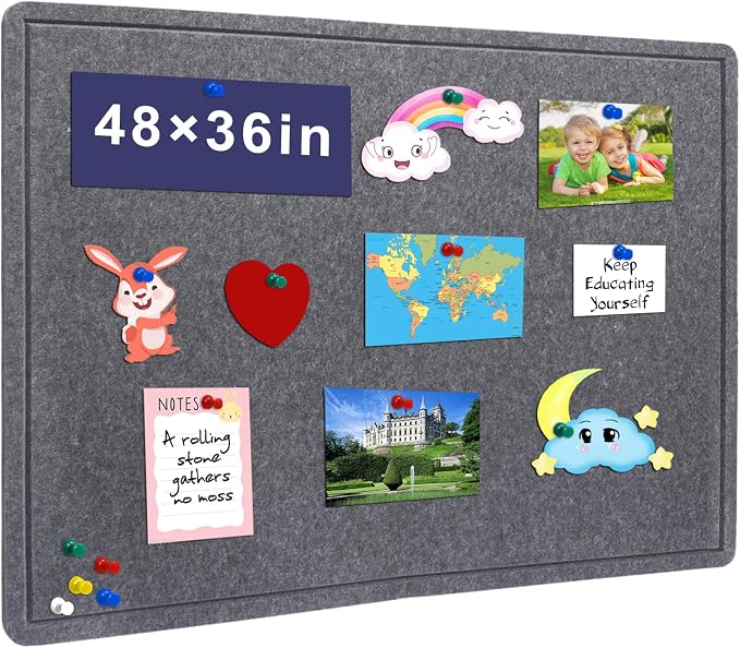 Large Bulletin Board, 48 X 36 inches Cork Board by Hrrtyueg