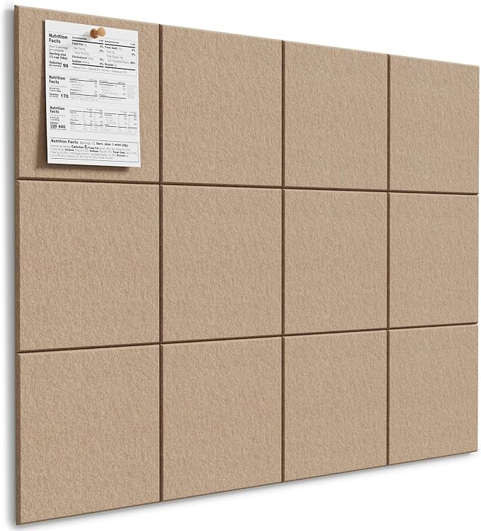 MaxGear Felt Bulletin Board 48" x 36", Tan Felt Wall Tiles Wall Decor | Modern by MaxGear