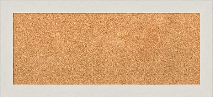 Amanti Art Natural Cork Board for Wall, 15x33 Vision Board with White Frame, Medium Corkboard Office Decor for Home Organization, Country Rustic Corkboard Pinboard to Display Items for Home-DeskLoop Office