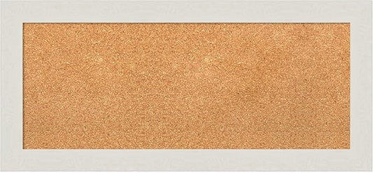 Amanti Art Natural Cork Board for Wall, 15x33 Vision Board with White Frame, Medium Corkboard Office Decor for Home Organization, Country Rustic Corkboard Pinboard to Display Items for Home-DeskLoop Office