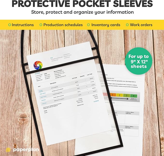 Hanging Job Ticket Holders 9x12 -, 8.5 x 11 Letter Size, Dry Erase Pockets - Image 4