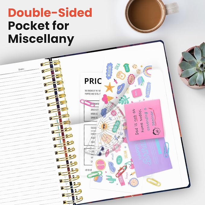 Large Lined Spiral Journal for Women Cute Hardcover 5 Subject Notebook for Work - Image 6