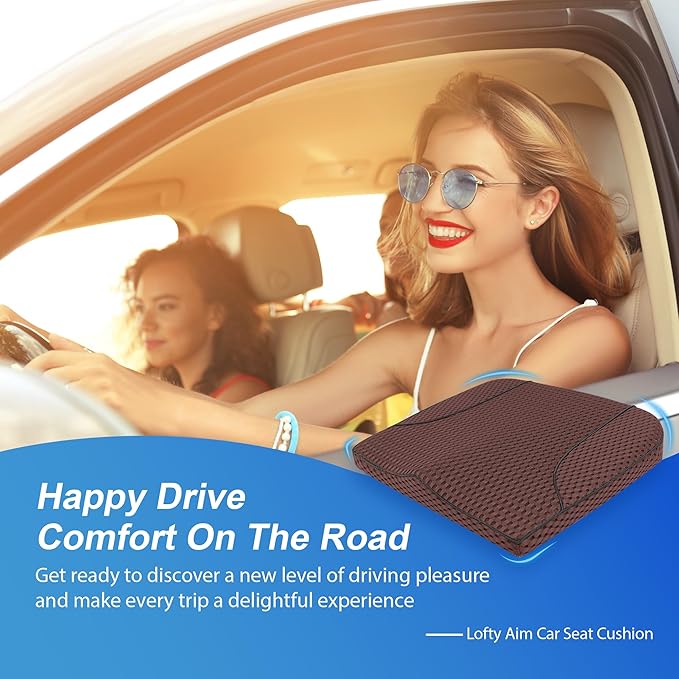 Car Seat Cushion, Comfortable Memory Foam Seat Pillow for Driving, Sciatica-Back Pain Relief, Cushion for Car-Truck, Office, Wheelchair - Mesh Brown-DeskLoop Office