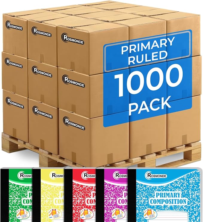 Rosmonde 1000 Pack Primary Composition Notebook Bulk, K-2 Primary Journal by Rosmonde