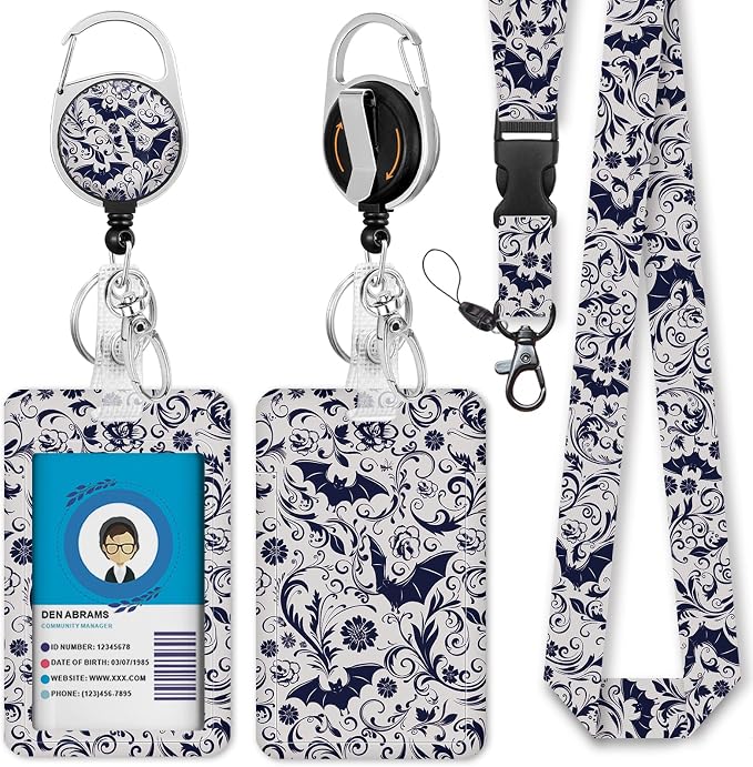 Immaturus Goth Bat Lanyards for ID Badges, Gothic Badge Holder by IMMATURUS
