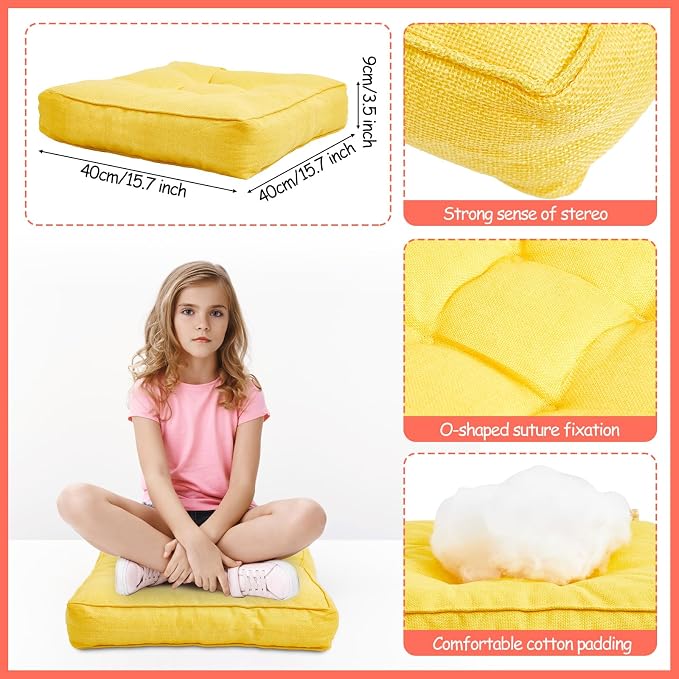 Juexica 8 Pcs Floor Cushions for Kids Floor Pillows Flexible Seating Cushions - Image 2