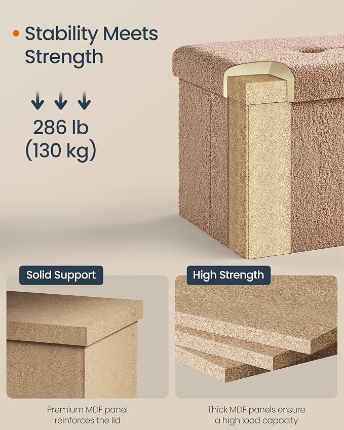 SONGMICS Small Folding Storage Ottoman, Foot Rest Stool, 12.2 x 16.1 x 12.2 - Image 6