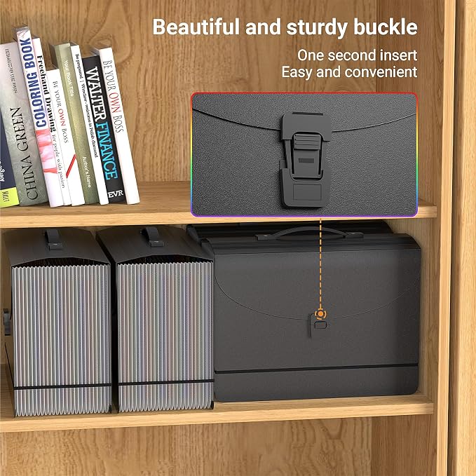 25 Pockets Expanding File Folders, Portable Accordion File Organizer, - Image 6