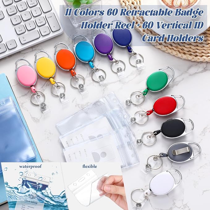 Laumoi 60 Pack Heavy Duty Retractable Badge Holder Reel - Image 5