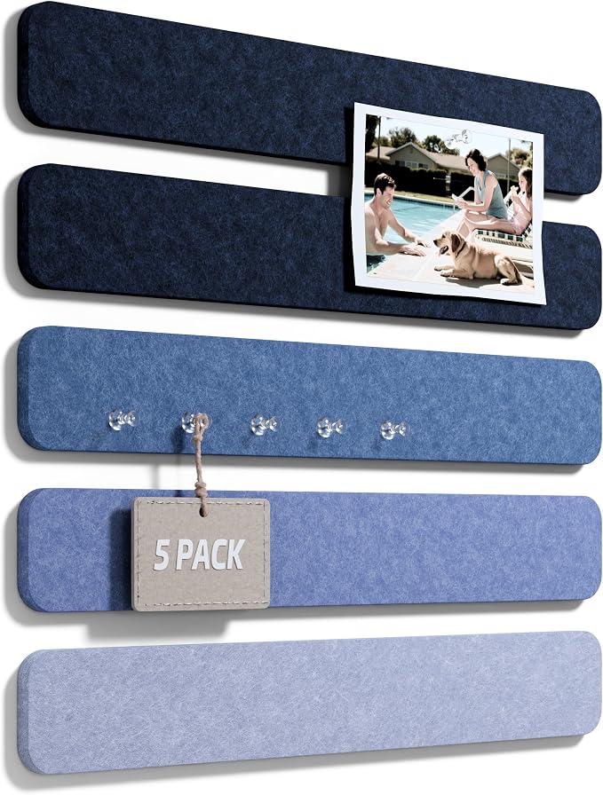 Fluxynara Cork Board Alternative Felt Strip Board 5-Pack 13"x2", Office Pin by FLUXYNARA
