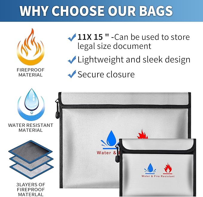 Fire-resistant document pouches, including a set of fire-resistant wallet - Image 7