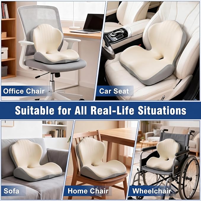 Car Seat Cushion with Lumbar Support Pillow, Memory Foam Office Chair Cushion - Image 7