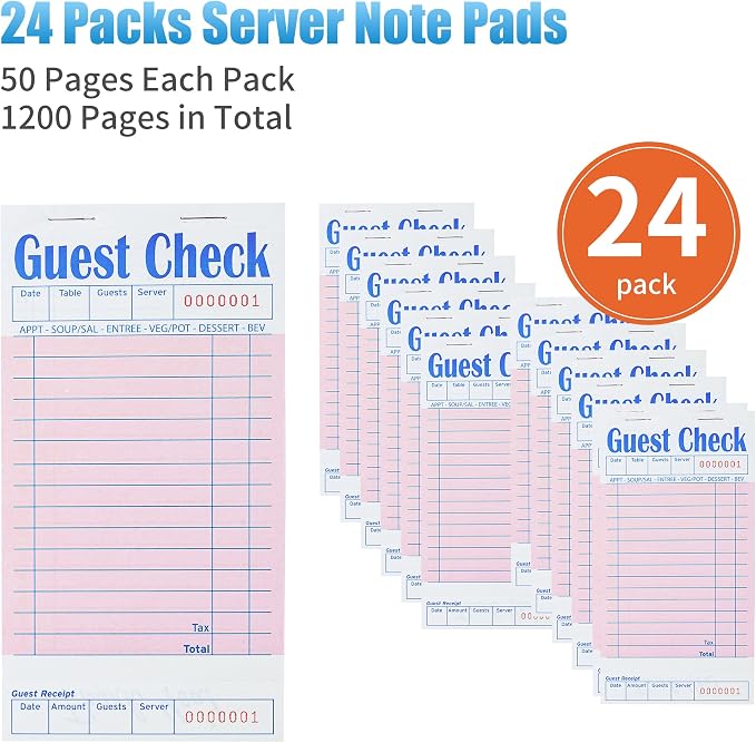 ZPARIK 24 Pack Pink Guest Checks Books - Image 4