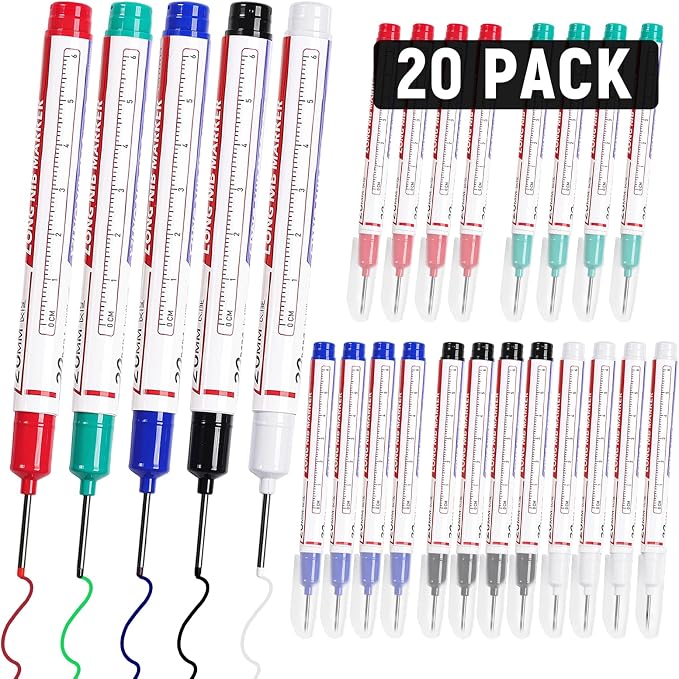 20 Pcs Long Head Deep Hole Marker Pens, 20 MM Long Nib Marker by Zrpot