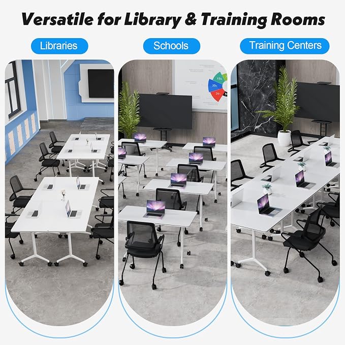 Goakwwuz Conference Room Tables Folding Conference Table Modular White Training - Image 7
