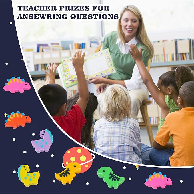 200 Pieces Mini Dinosaur Erasers Bulk Small Pencil Erasers Latex-Free Soft Erasers Pencil Erasers for for Classroom Homework Rewards, Party Favors, Gift Filling-DeskLoop Office
