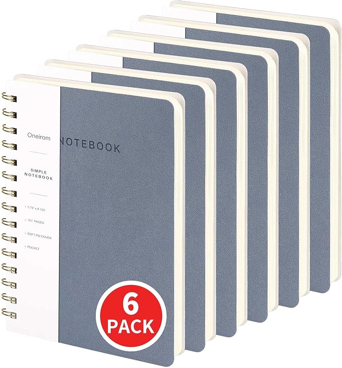 Lined Spiral Notebook College Ruled A5 Journal Book for Note Taking, 160 Pages Writing Journal for Office and Home School Supplies 5.75x8.125 inch (6-Reef Blue)-DeskLoop Office