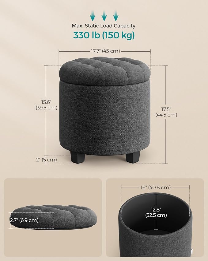 SONGMICS Round Ottoman, Ottoman - Image 3