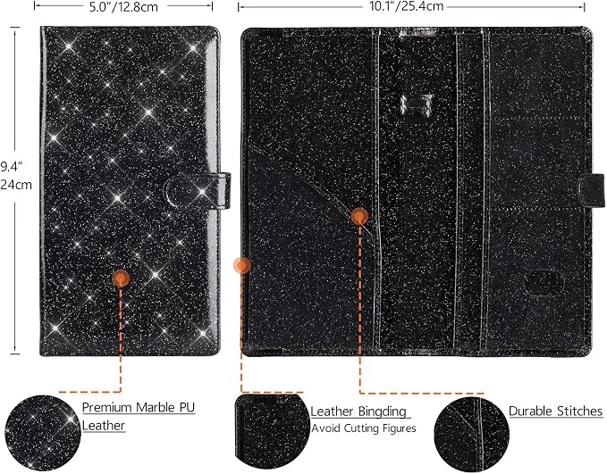 TOURSUIT Car Registration and Insurance Card Holder, Glitter Black | Vehicle - Image 4