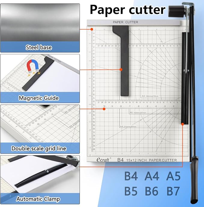 Ecraft 15" Guillotine Paper Cutter : Heavy-Duty Steel Base, 15-Sheet Capacity - Image 4