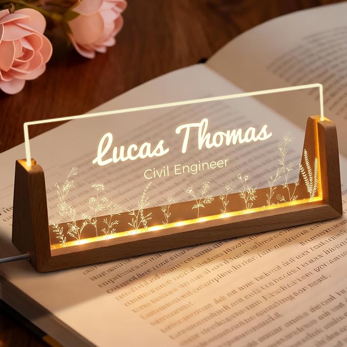 Custom Light Up Name Plate for Desk, Personalized LED Acrylic Name Sign - Image 6
