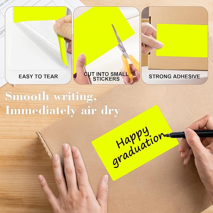 PARLAIM 3x5 inch Rectangle Color Code Stickers, Fluorescent Yellow - Image 3