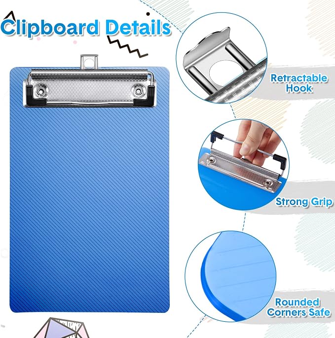 20 Pieces Mini Clipboards 4.7x7.3 Inch Plastic Colorful Clip Boards Small Cute - Image 3