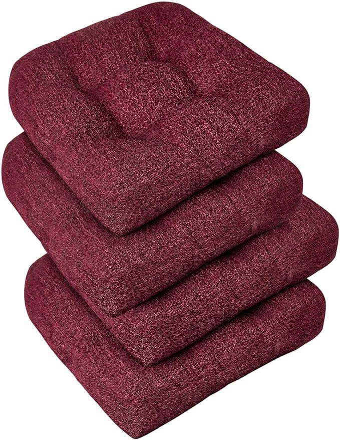 downluxe Chair Cushions for Dining Chairs 4 Pack, Tufted Indoor Chair Pads by Downluxe