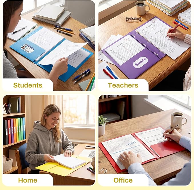SUNEE 2 Pocket Folders with Prongs, Paper Folders with 2 Pockets and 3 Prongs - Image 6