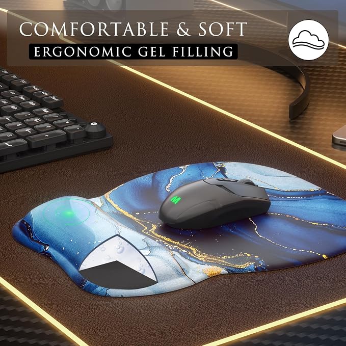 MROCO Ergonomic Mouse Pad with Gel Wrist Rest, 9.4 x 8.1 in, Gel Wrist Comfort - Image 4