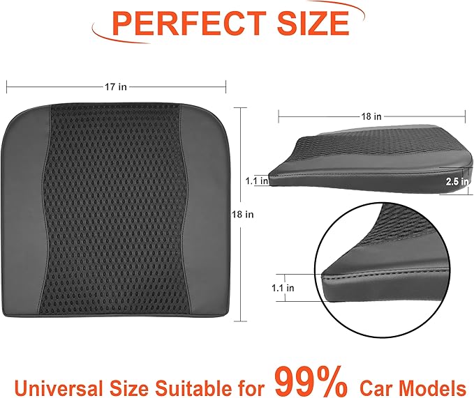 Car Seat Cushion, Comfort Memory Foam Car Cushions for Driving - Sciatica & Lower Back Pain Relief, Driver Seat Pillow for Auto, Office Chair, Wheelchair - 4D Mesh Black-DeskLoop Office