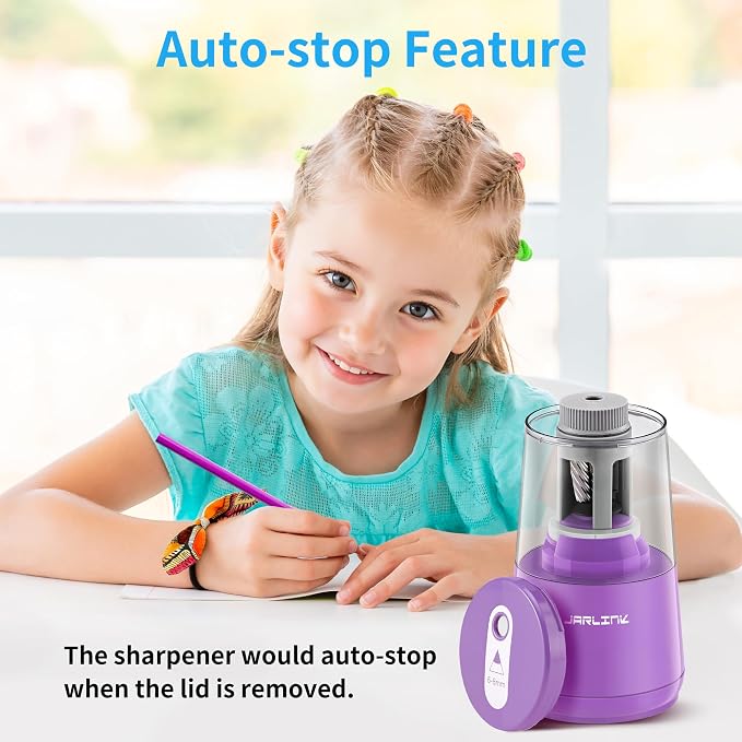 JARLINK Electric Pencil Sharpener, Heavy-Duty Helical Blade to Fast Sharpen - Image 8
