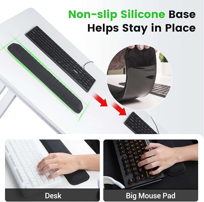 MEKASS Ergonomic Wrist Rest for Keyboard and Mouse, Soft Memory Foam Keyboard - Image 8