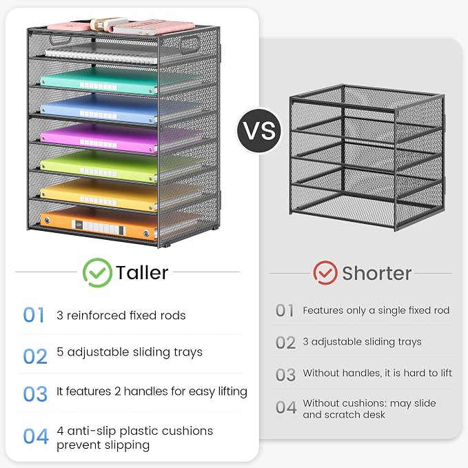 Lavatino 8-Tier Office Desk File Organizer, Letter Tray Paper Organizer - Image 5